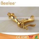 2015 Low Arc Gold Palted Single Lever Handle Basin Faucet QL14027G thumbnail-4