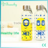 Beauchy 2016 carton glass bottle 430ml glass drinking bottle with pattern printed