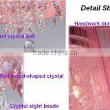 Pink Modern Crystal Pendant Light for High Ceilings thumbnail-3