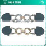 Clear Rhinestone Gunmetal Alloy Buckle Black Coat Leather Toggle Buttons thumbnail-5