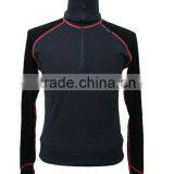 Merino Wool Long Sleeve Contrast Color Half Zipper Underwear thumbnail-1