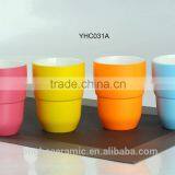 Ceramic Fluorescent Color Coffee Mugs Without Handle