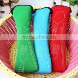 High Quality 3 Pcs Fork Spoon Chopstick Travel Stainless Steel Cutlery Portable Bag Picnic thumbnail-3