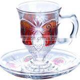 Small Glass Tea Cup Saucer Set thumbnail-1