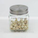 500ml SQUARE GLASS STORAGE JAR WITH METAL LID thumbnail-1