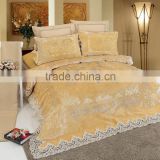 2016 Luxury High Grade Diamond and Sliver Lacy Golden Wedding 6 Pcs Bed Set