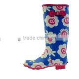Blue Sky Flower Fashion Lady Rubber Rain Boots