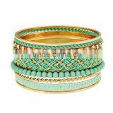 2016 New Fashion Bohemia Ladies Women Weave Metal Alloy Bracelets & Bangles Punk Wide Party Wedding Multicolor Bangle