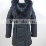 Real Raccoon Fur Collar Polyester Memory Twill Fabric Faux Down Filled Womens Coats thumbnail-3