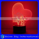1.5W LED Desk Light Sweet Heart Shaped Acrylic 3D Night Light Home Decoration Bedside Light