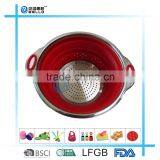 Collapsible Silicone Colander With Stainless Steel Rim, Green thumbnail-3