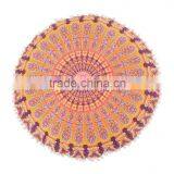 Round Mandala Mantas Throw Pillow Cover Decorative Indian Outdoor Cushion Pom Pom Boho Large Floor Pillow Case thumbnail-2