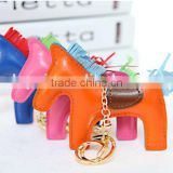 ITANLY style PU horse animals leather keychain with metal keychain keyring