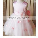Pink Fancy Flower Girl White A-Line Scalloped Sleeveless Customized Vestidos Girl Dress for Wedding FG011 baby girl party dress