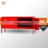 Korean Modern Red Lateral Metal Bedside Strorage Cabinet With Shelves thumbnail-4