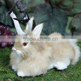 Tan Brown Jackalope Taxidermy Lying Rabbit Horns Easter Bunny thumbnail-1
