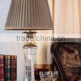 Brown Lampshade Clear K9 Crystal Table Lamp With Plated Metal Lampstand thumbnail-1