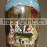 Arabic Style Crackle Ceramic Vase, Hand Painted Gilt Brass Mounted Vase thumbnail-4