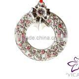 14K White Gold Plated Metal Xmas Ornament With Pink Crystals From Swarovski thumbnail-6
