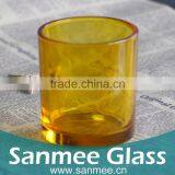 Thick Wall American Style Color Spray Yellow Votive Glass Candle Holder thumbnail-1