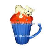 Ceramic Cupcake Mug With Lid, Lion thumbnail-1