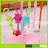 Factory Best Price ABS Colorful Disposable Top Quality Animal Mokey Shape Plastic Fruit Fork thumbnail-1