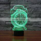 New Touch Clock 3D Night Light 7 Color Change LED Table Lamp Xmas Toy Gift thumbnail-5