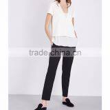 Wholesale Women V-neck Short Sleeves Stretch Crepe Detachable Silk Georgette Camisole(DQE0176T) thumbnail-2