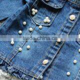 Hot Sale Latest Jeans Tops Girls With White Lace Lower Hem and Pearl Decoration thumbnail-3