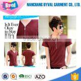 China Factory Latest Style 180 Grams Short Sleeve Round Neck Cotton Black Men Blank Zip T-Shirt thumbnail-1