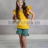 Hot Sale Children Wear 100% Cotton Ruffle Tshirt Match Ruffle Shorts Wholesale Children Clothing thumbnail-5