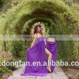 Wholesale Maternity Clothing In Purple Split Chiffon Lace Maternity Gown Dress Maternity Photo Props thumbnail-1