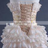 Apricot Strapless Short Mini Evening Dress thumbnail-4