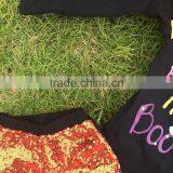 Halloween Gost Sequins Short Outfits Girls Print Suit Long Sleeves Top Set With Matching Necklace and Headbans Set thumbnail-4