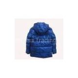 36 size 100% nylon cotton blue waterproof children down coats with hood ,collar ribbon