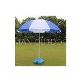 Compact Blue And White Beach Umbrella wind resistant with Metal Cross Base 48 x 8k
