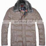 Latest New Mens Winter Fur Collar Thick Padded Down Jacket Leather thumbnail-1