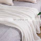 China Cheap Reversible Cream Color Plush Sherpa Blanket With Metallic Silver Yarn Knit Lurex thumbnail-5