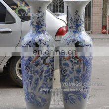 H1.2 m Jingdezhen Hand Painted Carved Peacock Porcelain Vase thumbnail-1