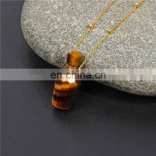 Natural Jade Natural Amethyst Perfume Essential Oil Bottles Rose Quartz Crystal Perfume Bottle Pendant Necklace thumbnail-4