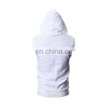 Fashionable Men's Pullover Style Gym Hoodies In Blue Color Sleeveless Customized Hoodies thumbnail-5