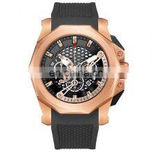 Private Label Custom Black Silicone Belt Rose Gold Fashion Sport Watches Waterproof Men Wristwatches thumbnail-1