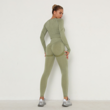 YYBD-0029,seamless Yoga Suit Women High Waist Peach Tight Sports Long Sleeve Fitness Yoga Pants thumbnail-4