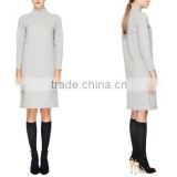 2015 China manufacturer customized plus szie ladies Casual long sleeve Quilted Turtleneck Dress