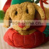 Merry Christmas Toy Soft Puppy in Gift Basket /Plush Christmas Toy of Lying Dog in Gift Basket /New Arrival of Christmas Bag thumbnail-2