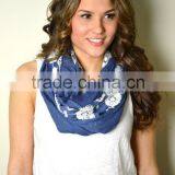 Wholesale Cotton Voile Flower Design Spring Embroidery Shawl Scarf thumbnail-3