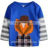 baby stripe long sleeve shirt for kids blue cute squirrel picture
