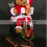 XM-CH1401B 22 Inch Lighted Christmas Decoration Bear Sitting on Train