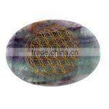 Engraved Natural Colorful Fluorite Jasper Cabochons