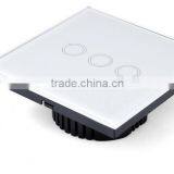 US/ EU Standards Modern Tempered Glass 3 Gang 1way White Wall Electric Smart Touch Switch thumbnail-4